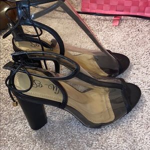 black transparent heels